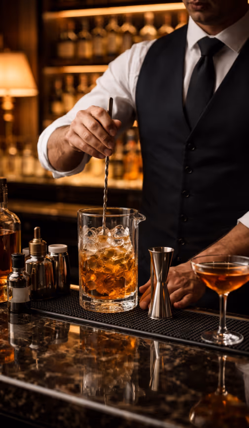 Bartender preparing a cocktail: hospitality job on Phu Quoc
